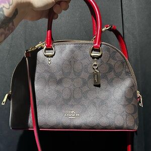 Coach Signature Brown and Red Satchel